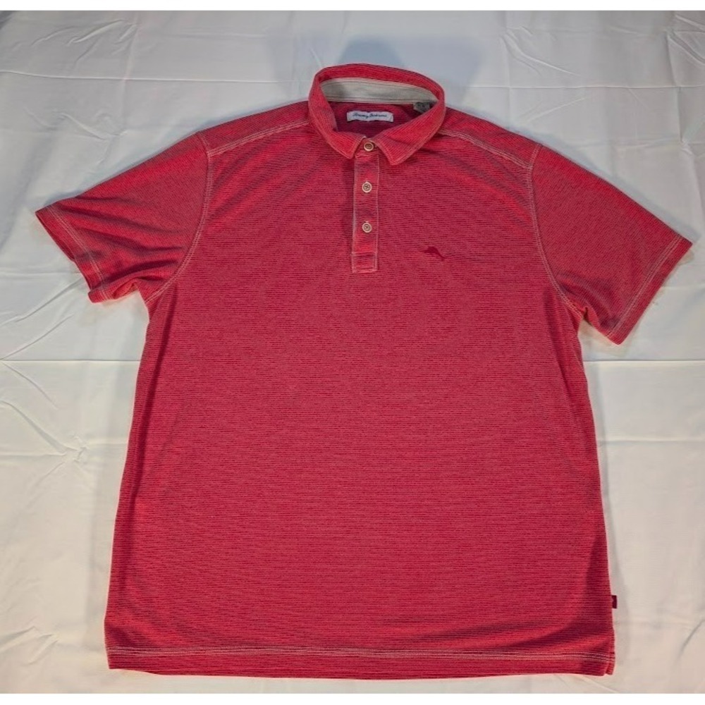 Tommy Bahama Polo Shirt Mens Medium Red Tencel Modal Marlin Golf Casual